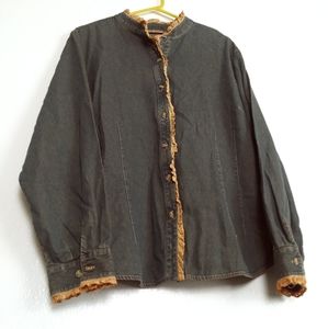 i.e Relaxed Women Denim 24W Button Down Shirt Blouse Long Sleeves.